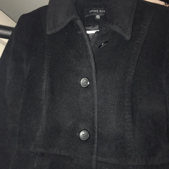 Anne Klein black wool angora coat 8P 8 petite women’s woman ladies jacket - Picture 3 of 4